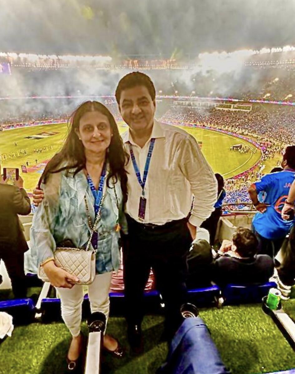 Ajay Sethi with his wife during the final match. — Supplied photo